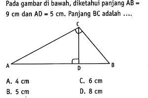 Pada gambar di bawah, diketahui panjang AB= 9cm dan AD