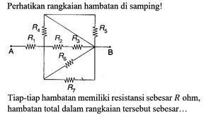 Perhatikan rangkaian hambatan di samping! A R1 R2 R3 R4 R...
