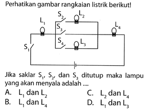 Perhatikan gambar rangkaian listrik berikut! Jika saklar