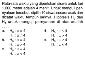 Rata-rata waktu yang diperlukan siswa untuk lari 1.200 me...