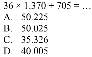 36 x 1.370+705=